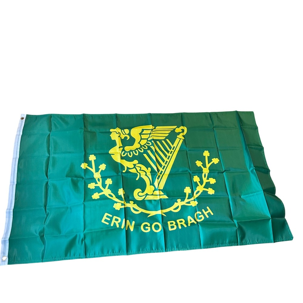 Erin‎ Go Bragh Flag Irish Ireland Banner Green Harp Outdoor Wall Decor NEW